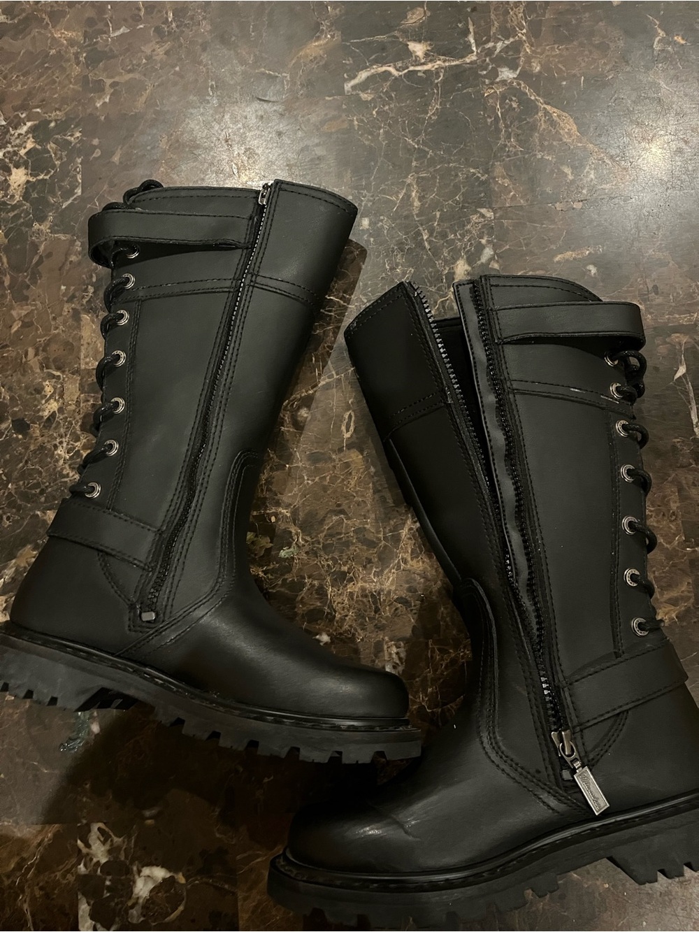 Milwaukee Women’s Black Lace-Up Combat Boots with Side Zipper